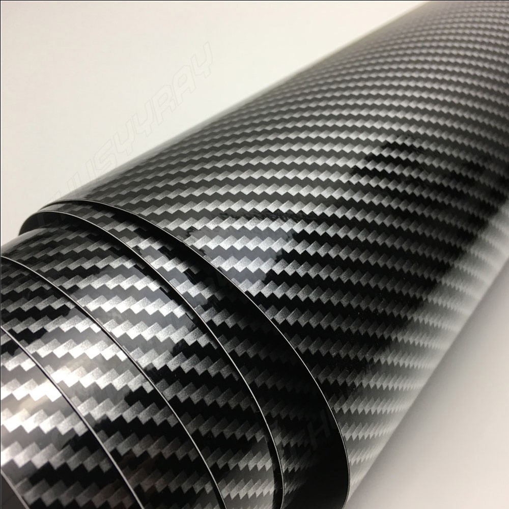 1x High Gloss Black Carbon fiber Vinyl Automotive Car Wrap Film Interior 12×30″