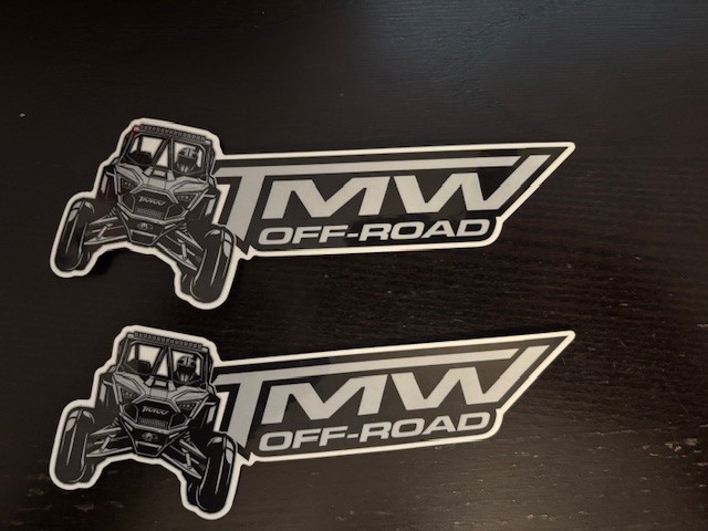 TMW OFF-ROAD RZR CAN-AM 2pc Black White OEM 7″x2″ Sticker Set