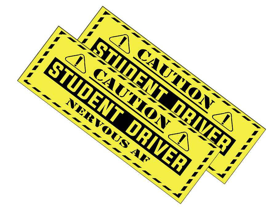 Student Driver Bumper Sticker Magnet – 9×3 in. 2 Pack Nervous AF
