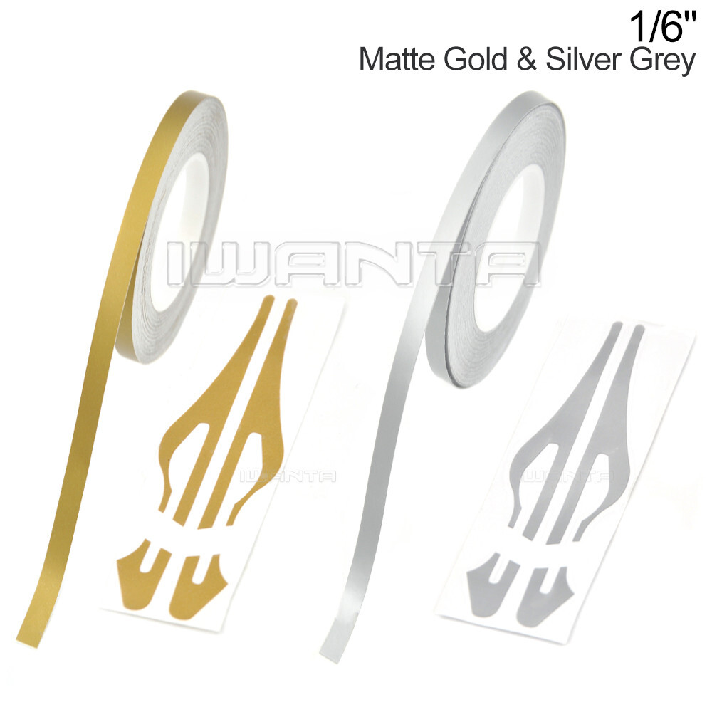 1/6″ 4mm Matte Gold & Silver Grey Pinstriping Pin Stripe DIY Vinyl Decal Sticker