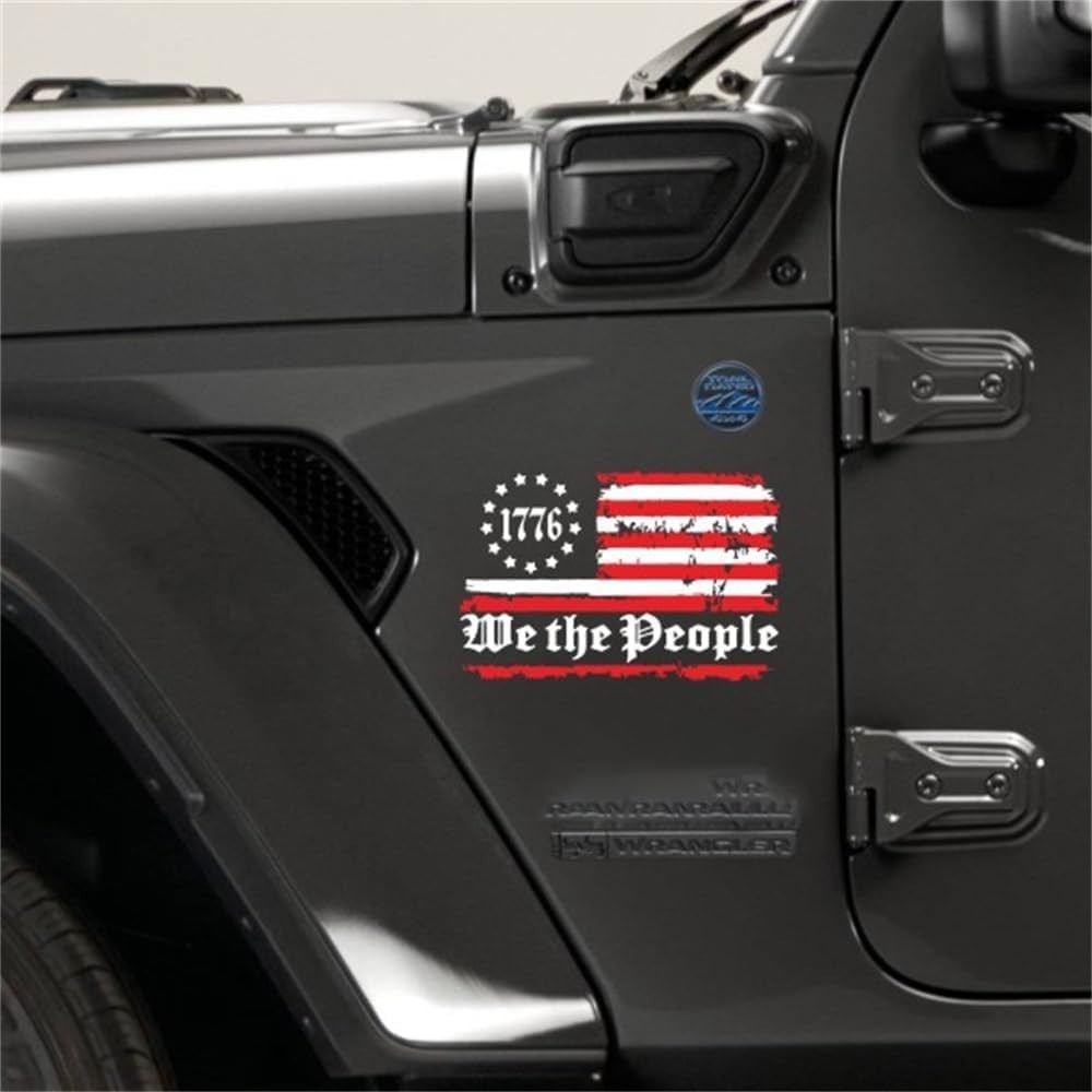 1776 We The People American Flag Decal Distressed American Flag Sticker for C…