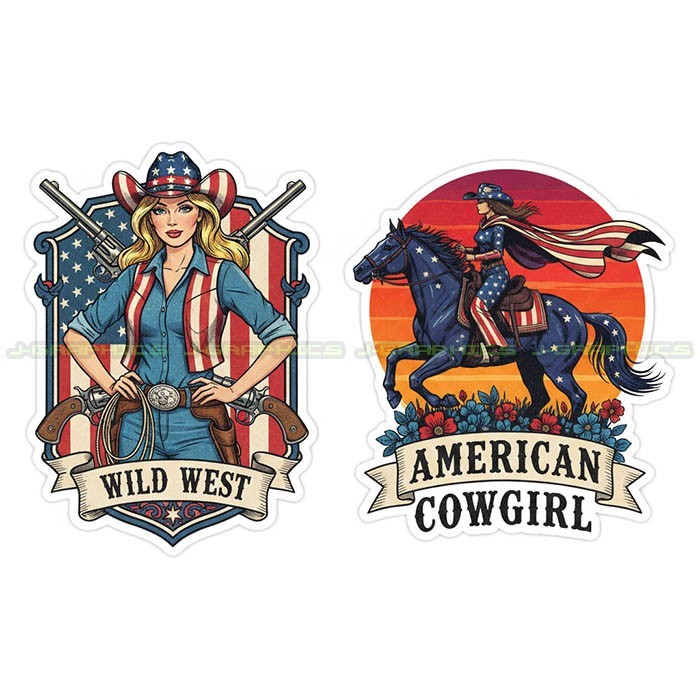 Cowgirl Vinyl Decal Sticker Country Western Southern boots 2 pack G