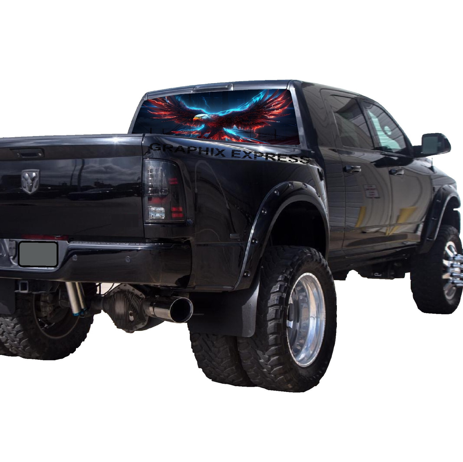 Truck Back Window Graphics American Flag Eagle (P549) See Through Rear Decal