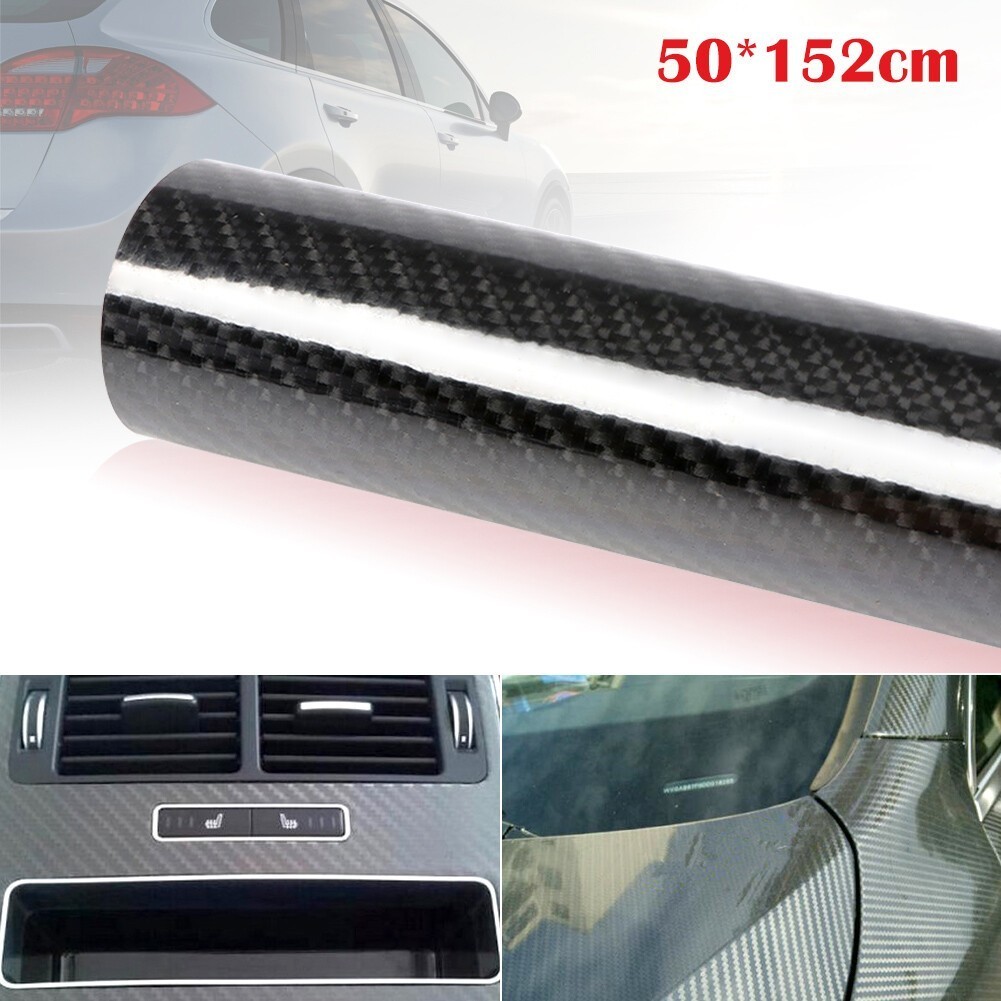 50*152cm Car Styling Sticker High Glossy 6D Carbon Fiber Vinyl Wrap Film Decal