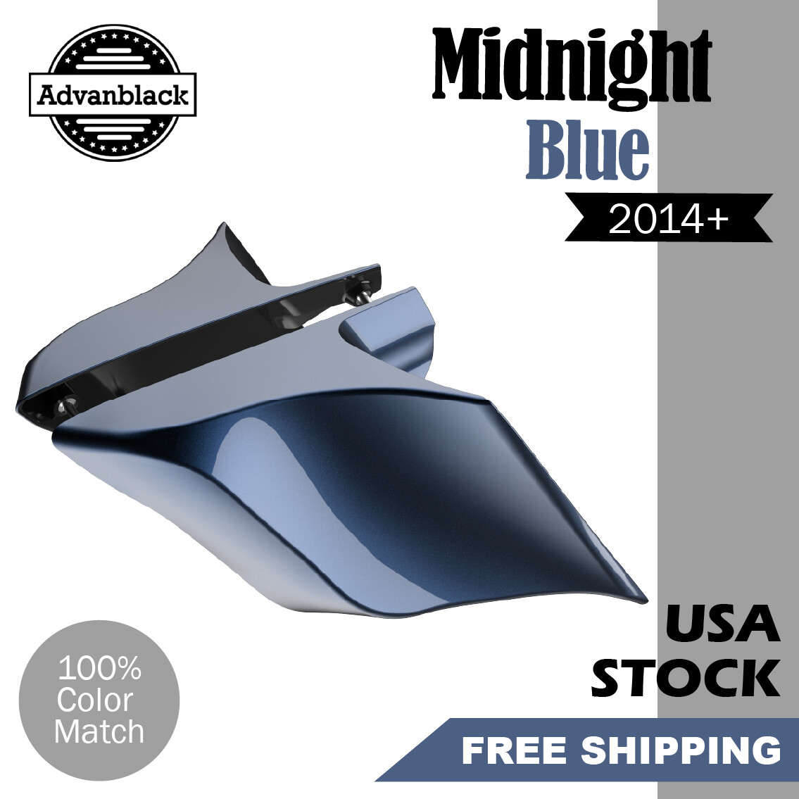 Advanblack Midnight Blue Extended Stretched Side Cover Fits Harley Touring 2014+