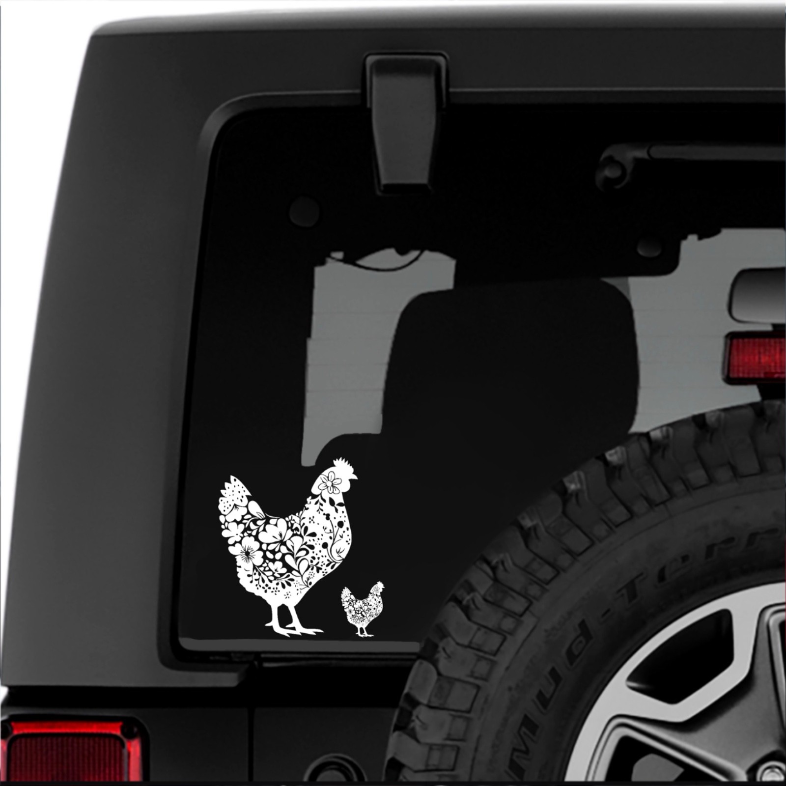 BOHO CHICKEN ROOSTER HEN FARMHOUSE CAR WINDOW DECAL VINYL DECAL STICKER