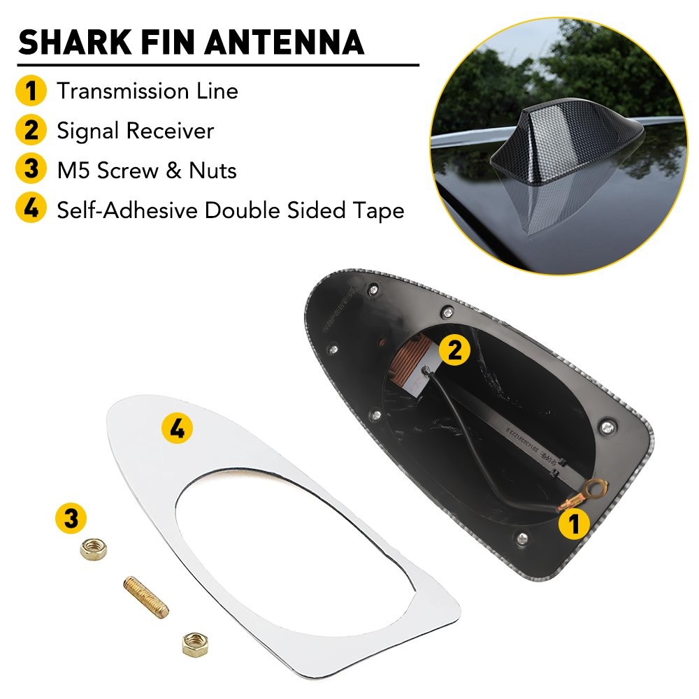 Car Roof AM FM Radio Functional Shark Fin Antenna Aerial Cover Universal E