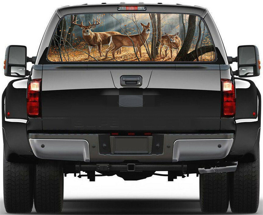 Rear Window Graphic Tint Decal Sticker Deer Animals Style For Pickup Truck SUV