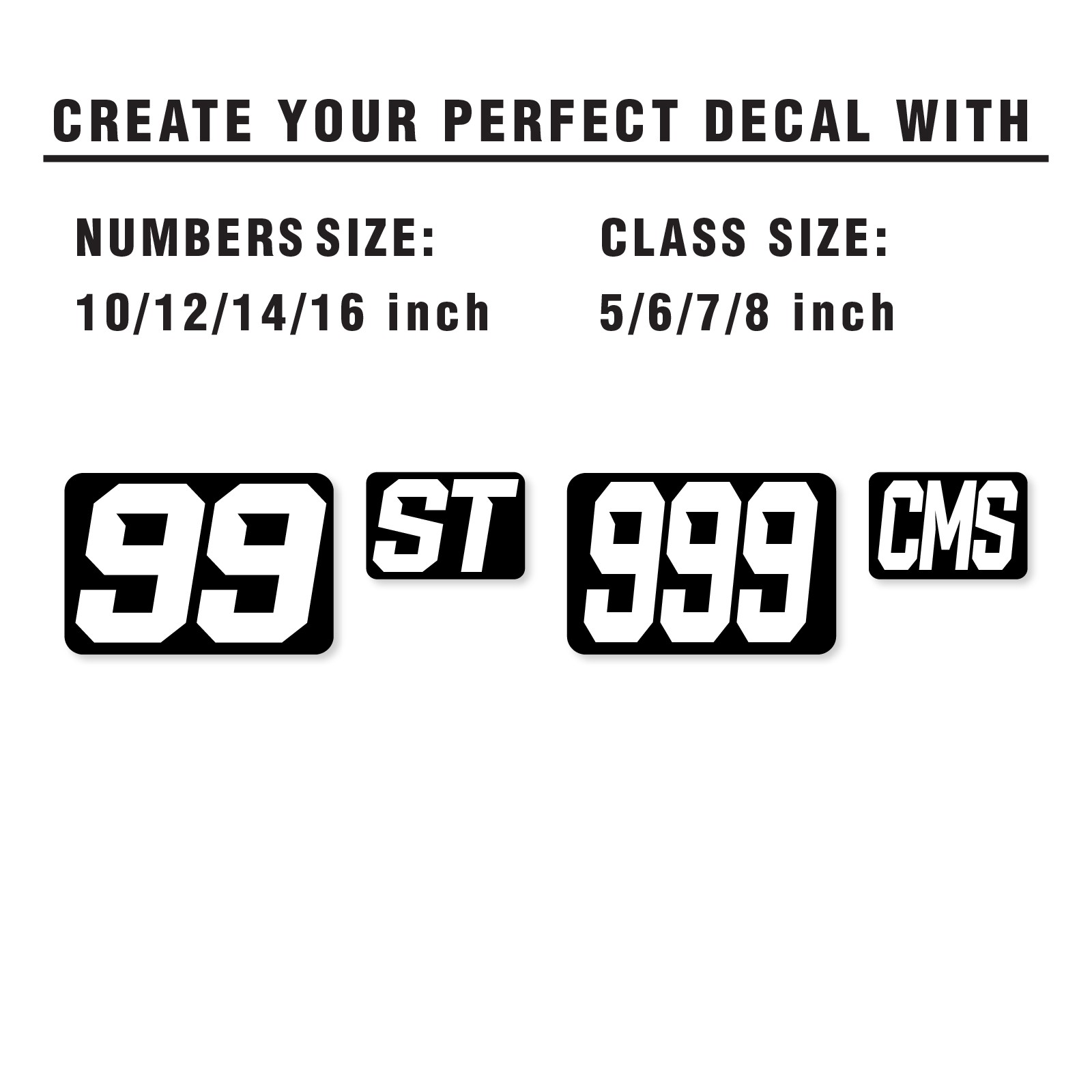 Custom Autocross Number Class Magnet Decal x2 10-16 inch – White Black Plate