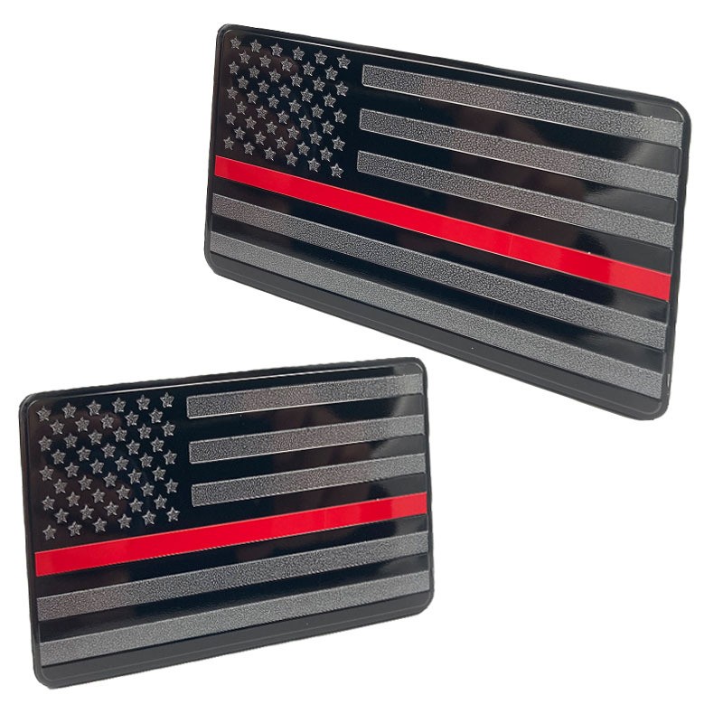 Solid Aluminum American Flag Car Decal 3D Black USA Flag Sticker for Truck SUV