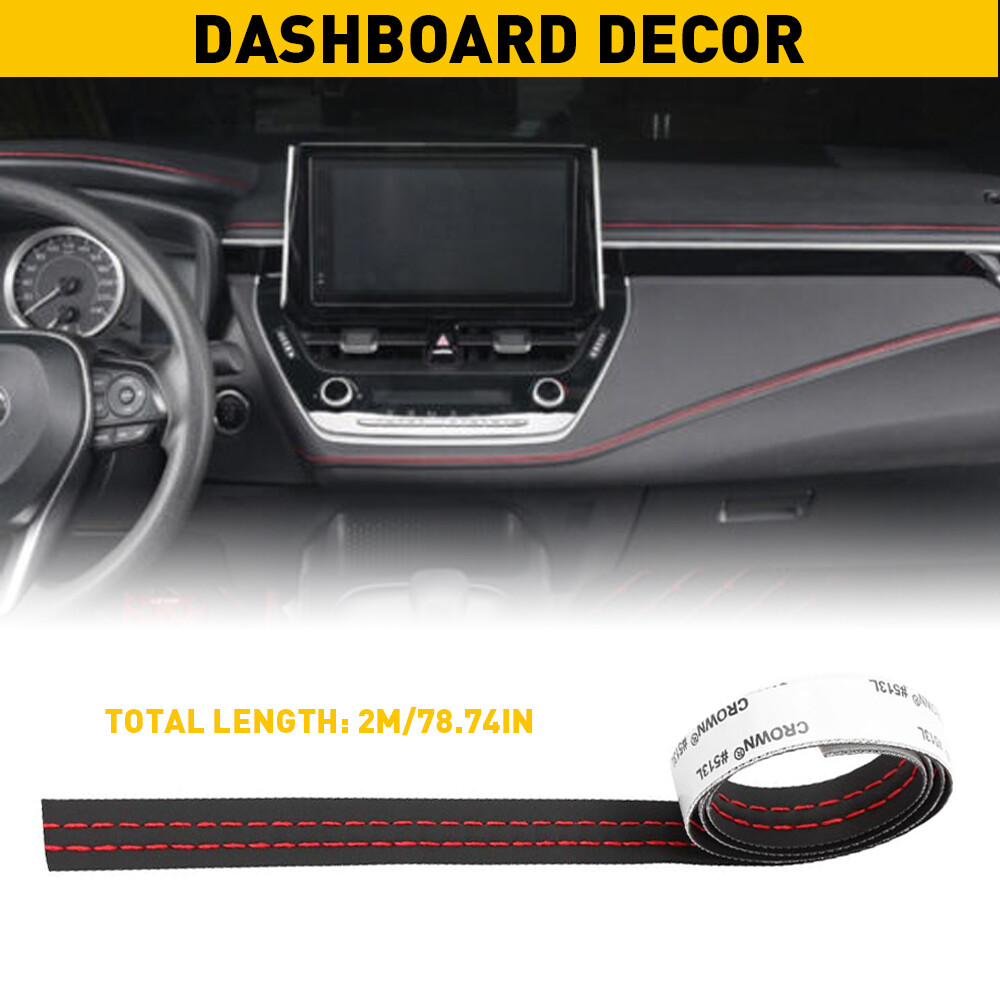 2M PU Leather Car Dashboard Decor Line Strip Sticker Moulding Trim Access H
