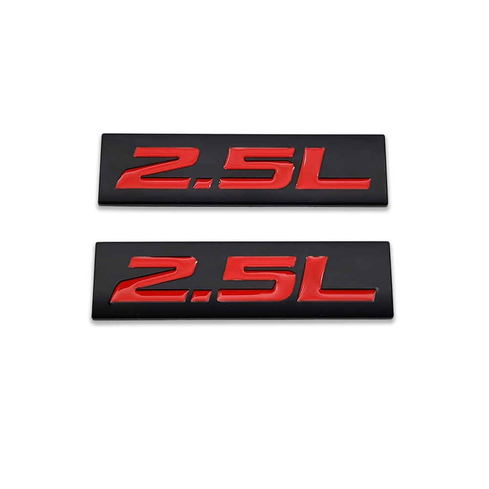 2x Black&Red 1.5-7.3L Emblem Logo Side Badge Metal Sticker V6 Sport Turbo