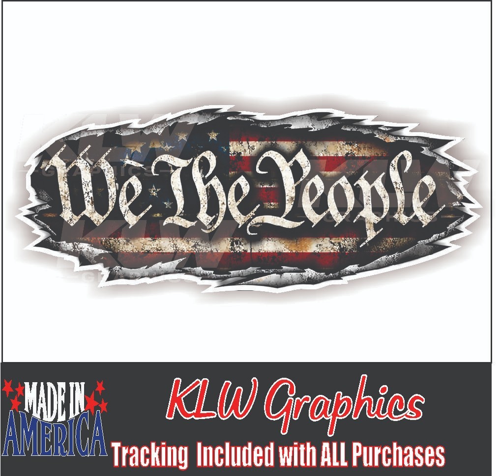 We The People Decal Patriotic American Flag Vinyl Sticker USA Distressed Car