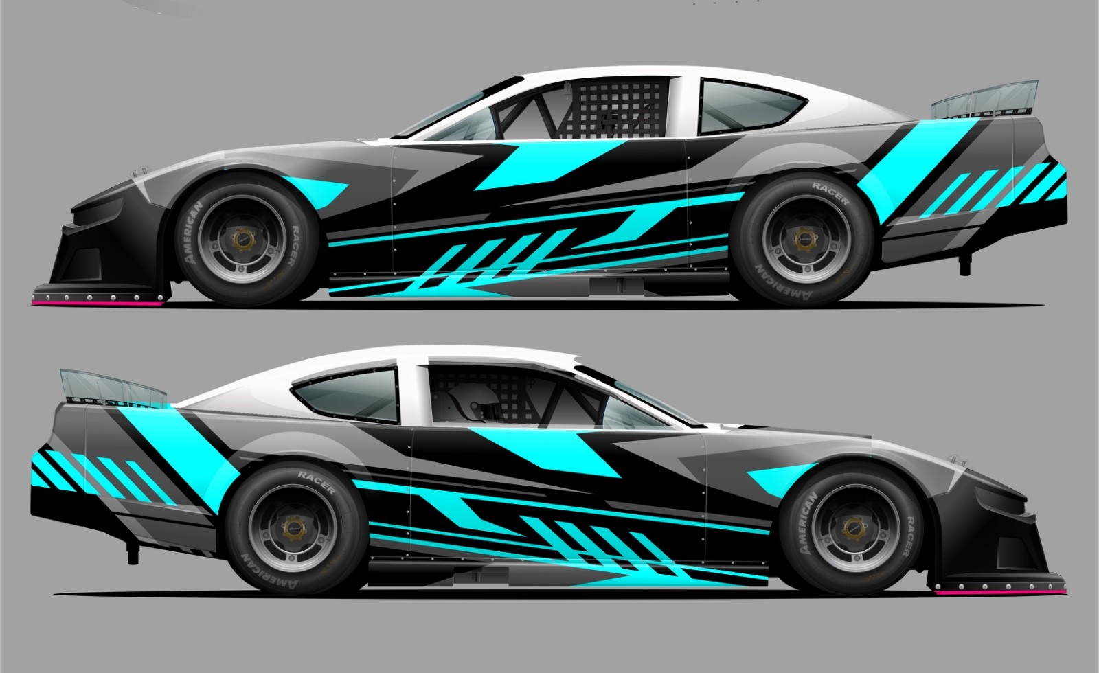 Teal Race Car Side Wrap Decals Late Model, Street Stock, Modified #46