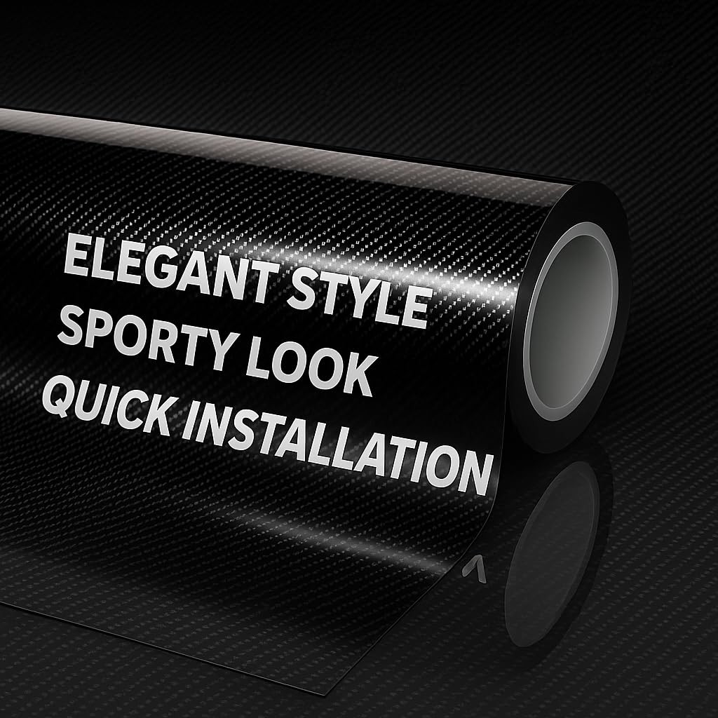 7D Super Glossy Black Carbon Fiber Vinyl Wrap 1FT x 10FT SelfAdhesive Sticker
