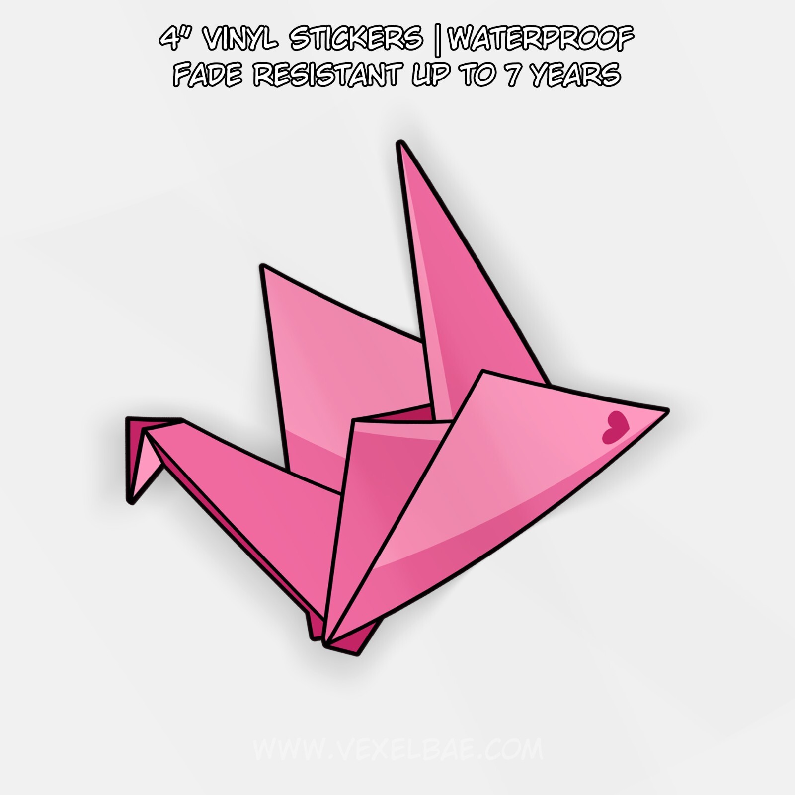 Origami Pink Paper Crane | Cute Vinyl Sticker JDM Window Decal