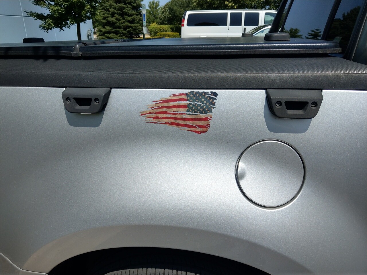 American USA Flag Tattered Distressed Decal Sticker Left Right