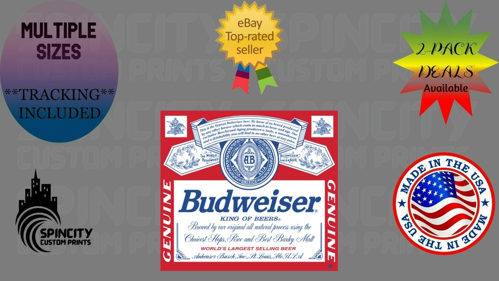 Budweiser Beer Vinyl Decal Large Laptop Cell Phone Bumper Sticker Multiple Sizes