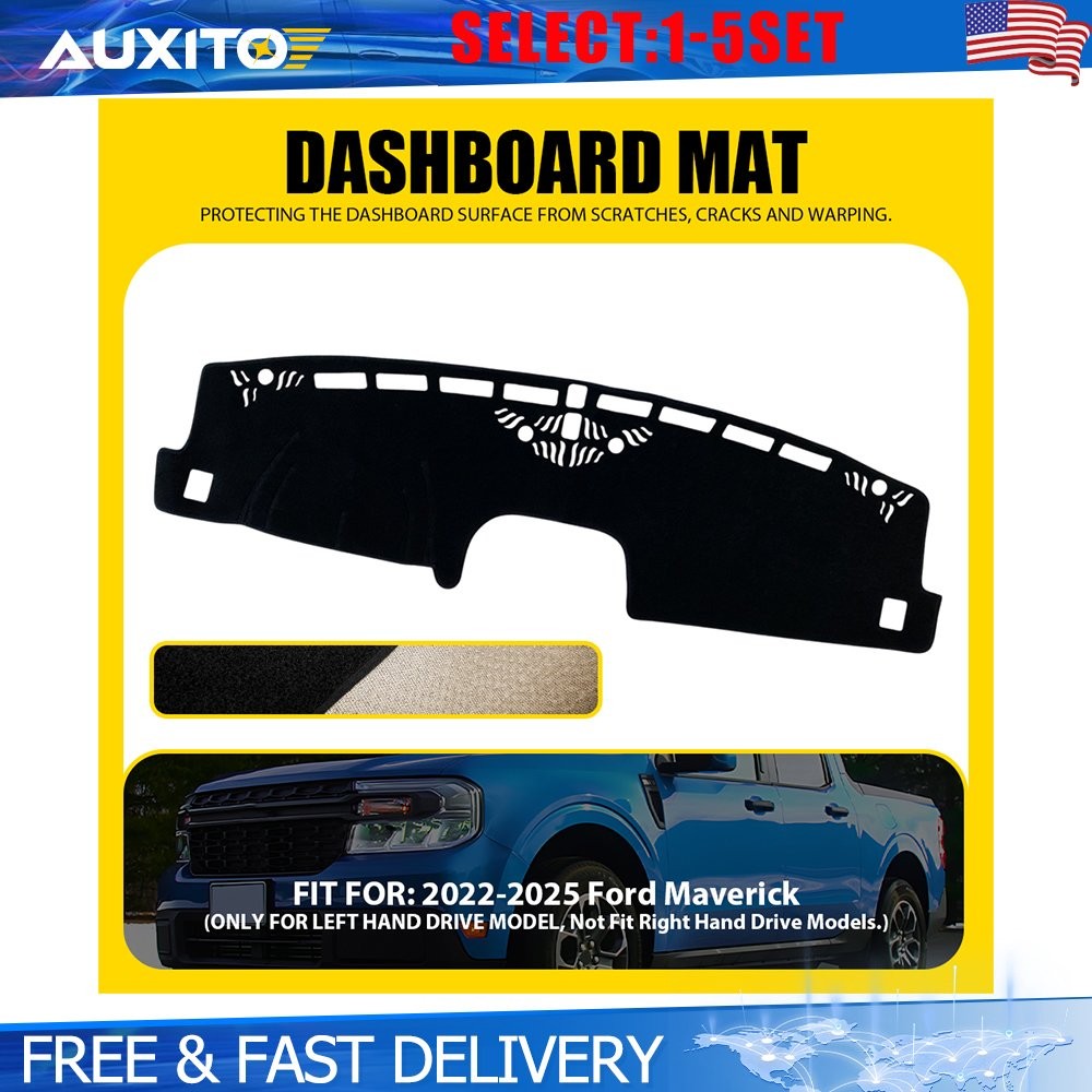 Black Dashboard Cover Mat for Ford Maverick 2022 23 24 25 Anti-Slip Design 1-5X