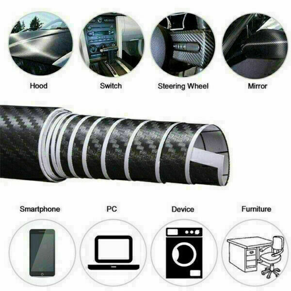 3D Waterproof Carbon Fiber Vinyl Car Wrap Sheet Roll Film Sticker Decal APAT