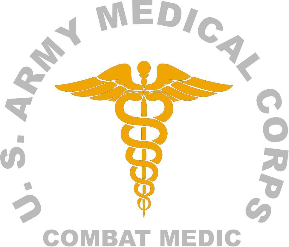 “U. S. ARMY MEDICAL CORPS COMBAT MEDIC” 3 Mil Vinyl Sticker for Car/Truck Window