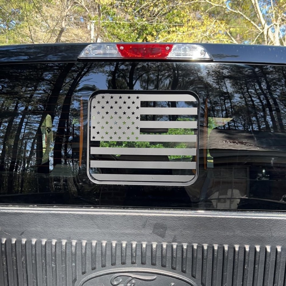 Matte Black Middle Window US Flag Sticker Decal FIT Ford F350 f250 f150 2015-23