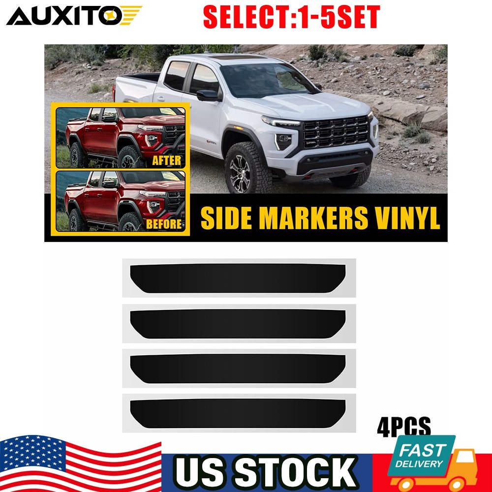 For 2023 2024 25 GMC Canyon Fender Marker Light Smoke Black Vinyl Overlay 4-20X