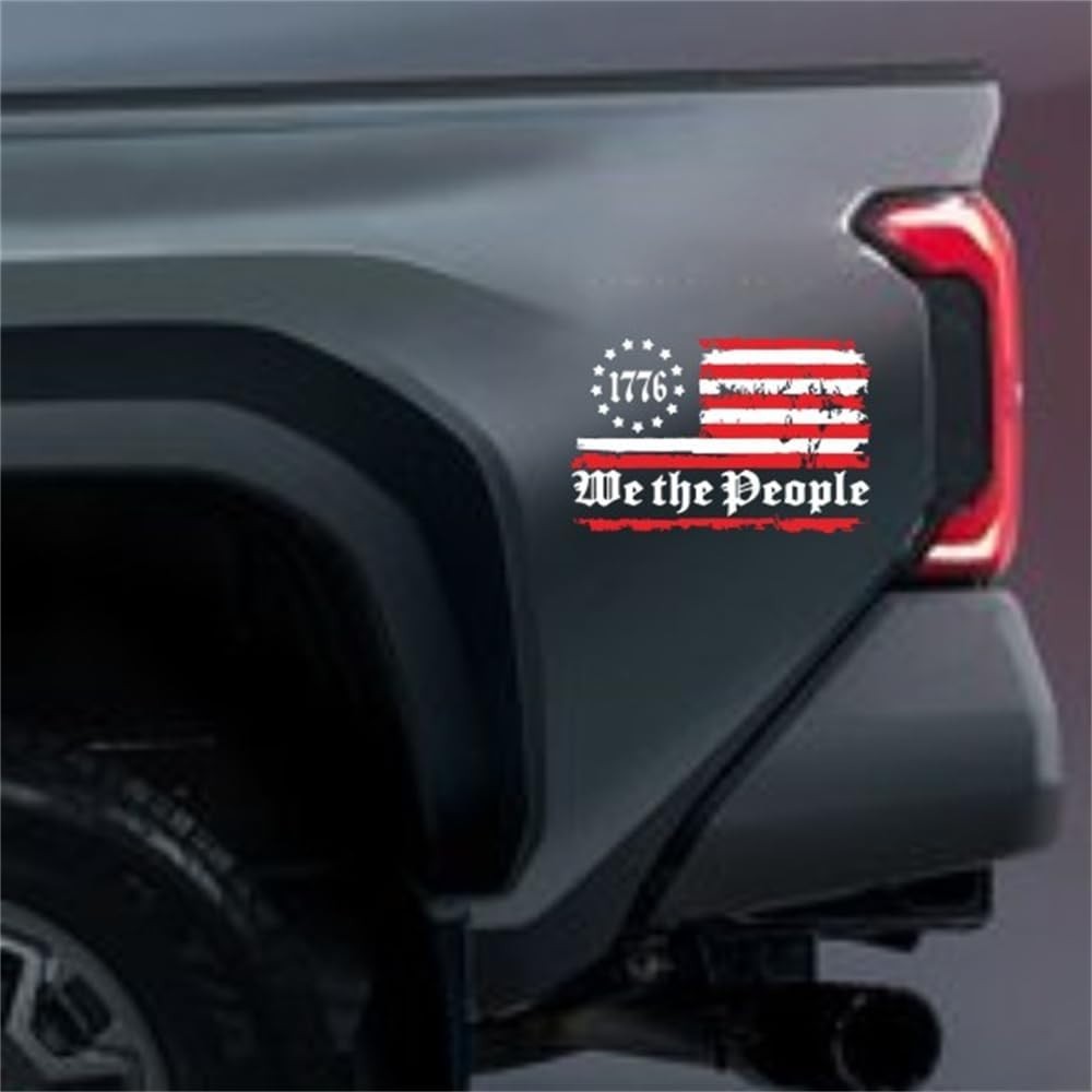 1776 We The People American Flag Decal Distressed American Flag Sticker for C…