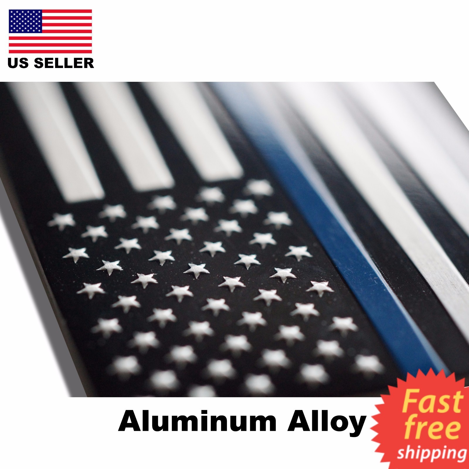 ALUMINUM Police Officer Emblem Thin Blue Line American Flag Decal Sticker USA