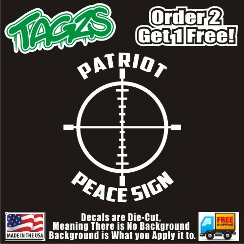 Patriot Peace Sign Guns DieCut Vinyl Window Decal Sticker Car Truck SUV JDM