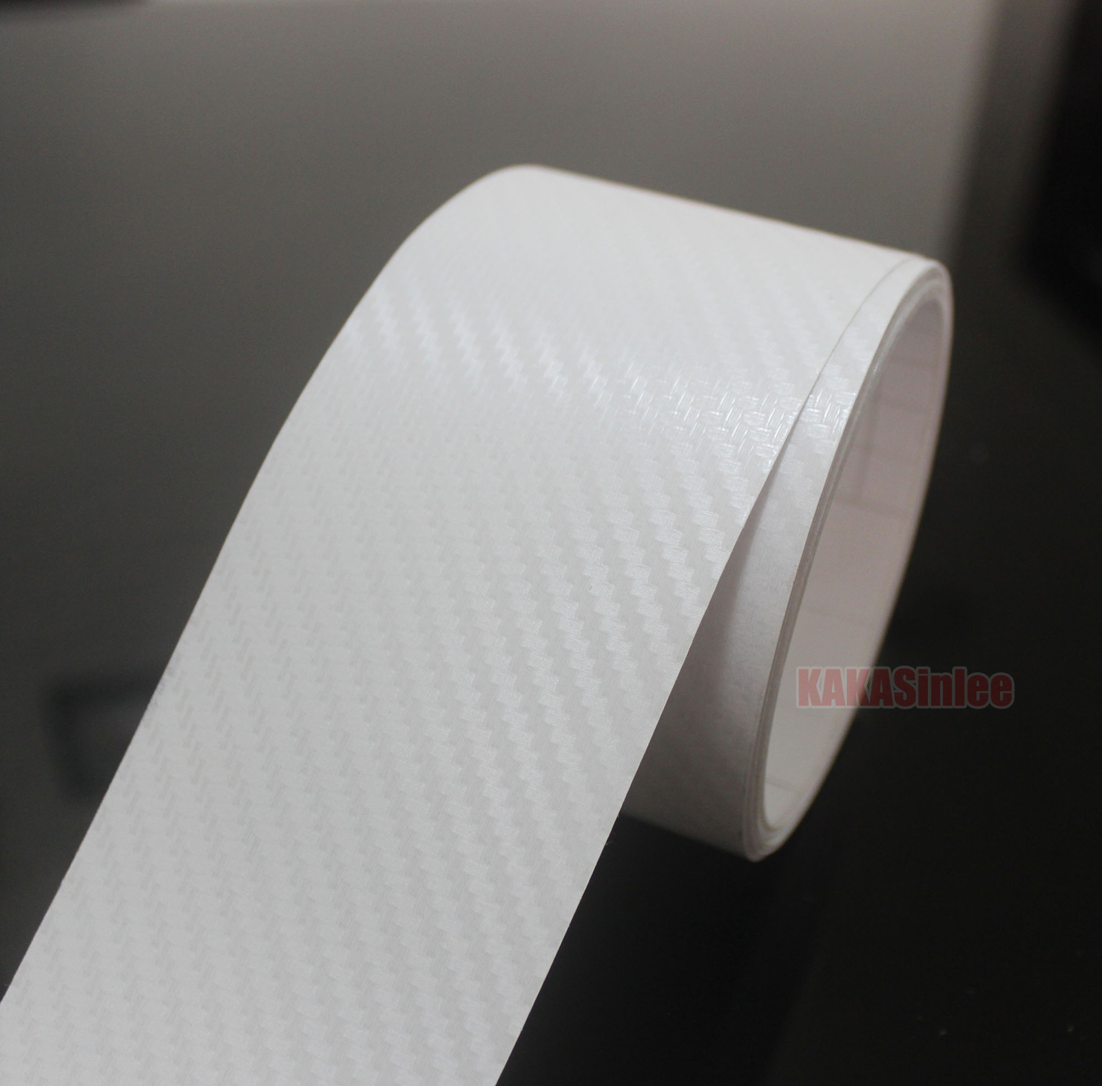 3D White Sheet Car PVC Grain Carbon Fiber Vinyl Tape Wrap Sticker Decors Strips