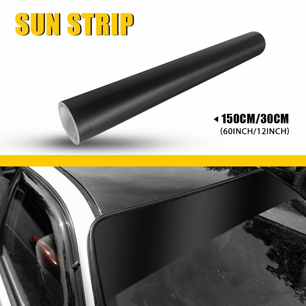 Black 60×12″ Car Sun Windshield Visor Vinyl Window Decal Tint Sticker Strip PVC