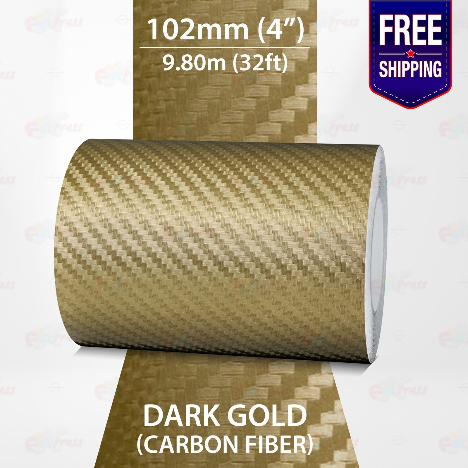 CARBON FIBER DARK GOLD 4″ STRIPE Car Model Motorcycle TAPE Vinyl Sticker 102mm