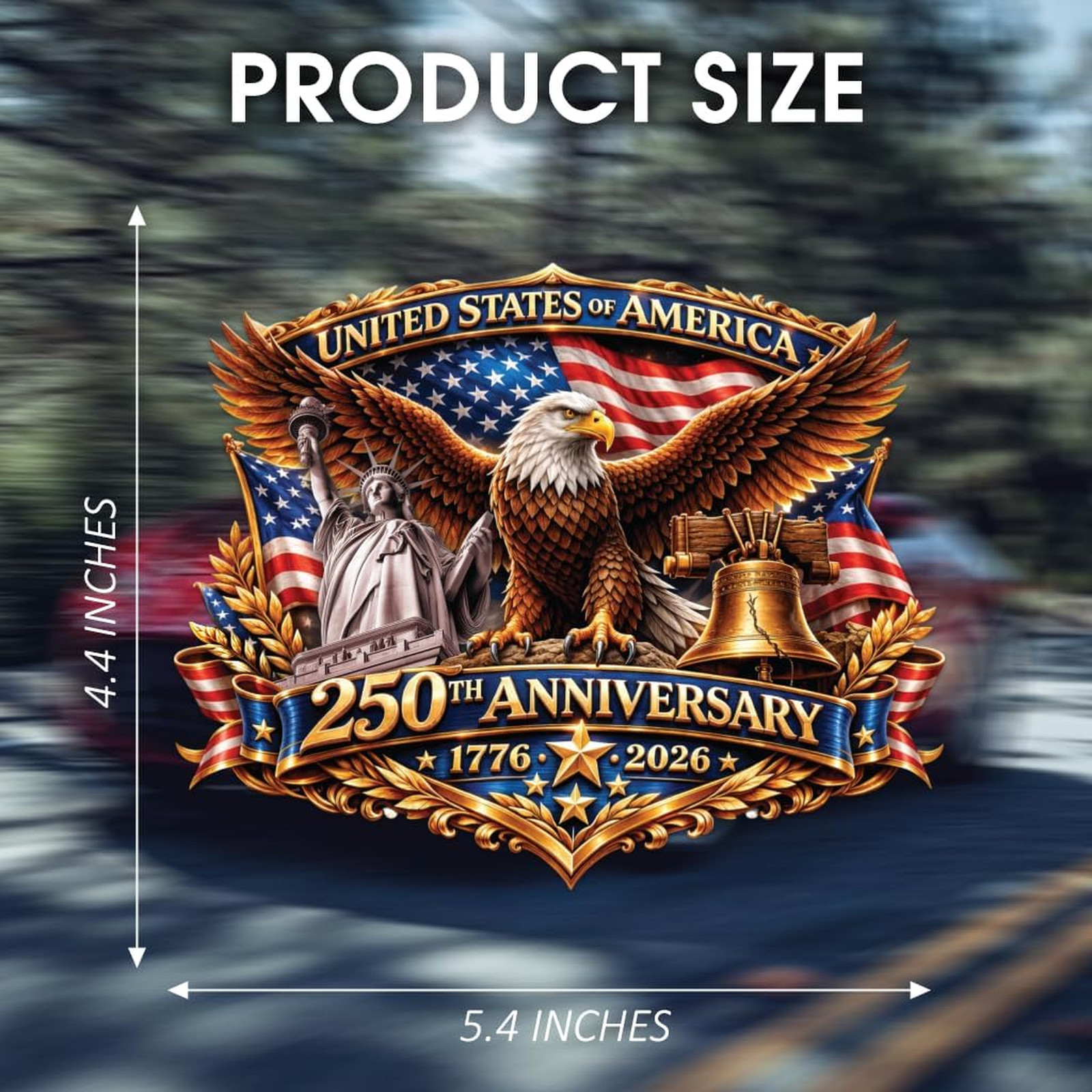 250th Anniversary USA Car Decal Sticker Patriotic Bald Eagle 1776 2026 Vinyl for