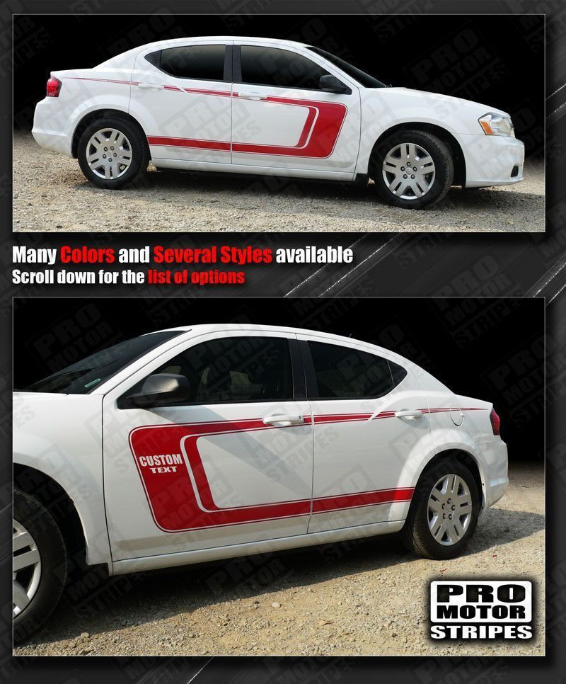 Dodge Avenger 2008-2014 Reverse C Side Accent Stripes Decals (Choose Color)