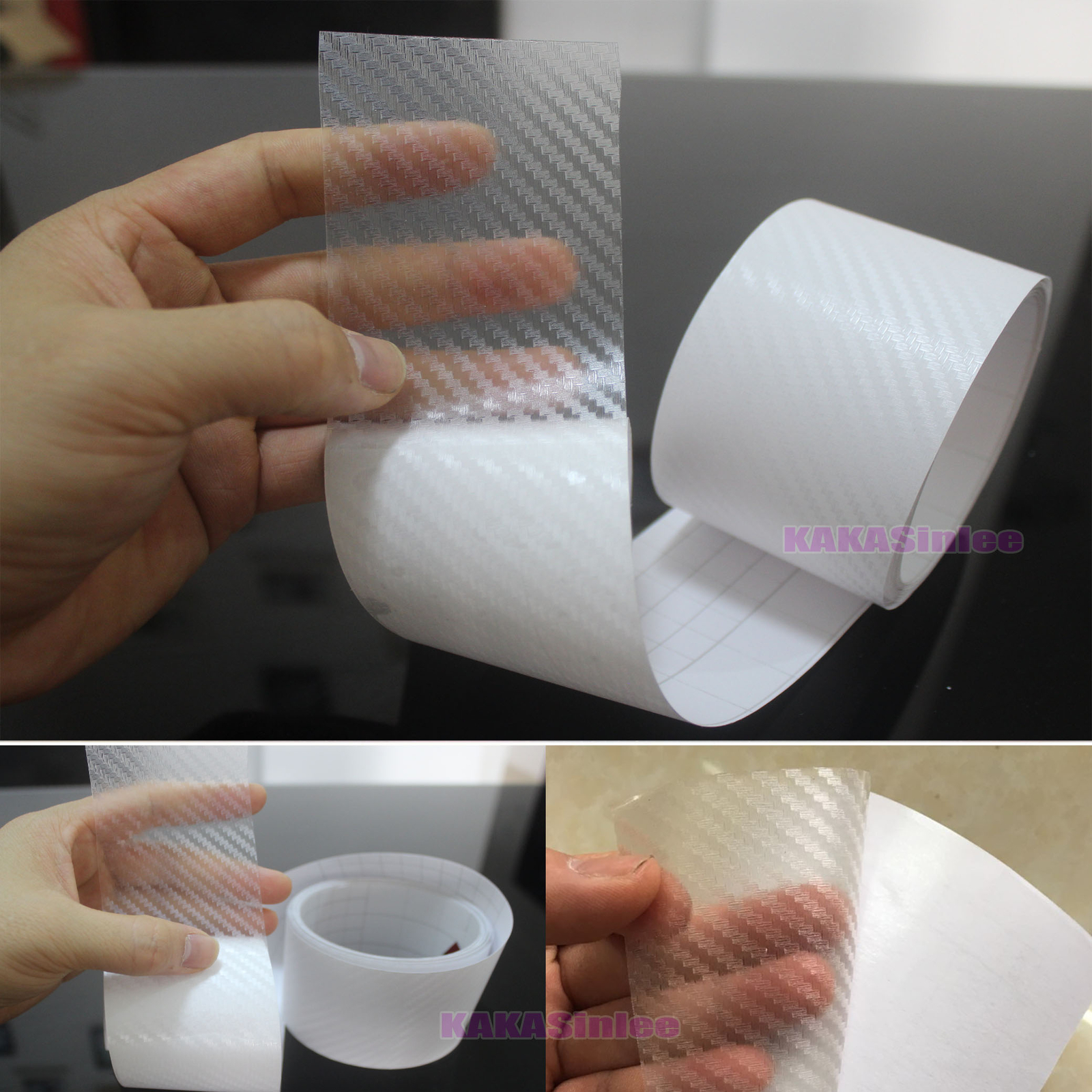 3D Clear Sheet Car PVC Grain Carbon Fiber Vinyl Tape Wrap Sticker Decors Strips