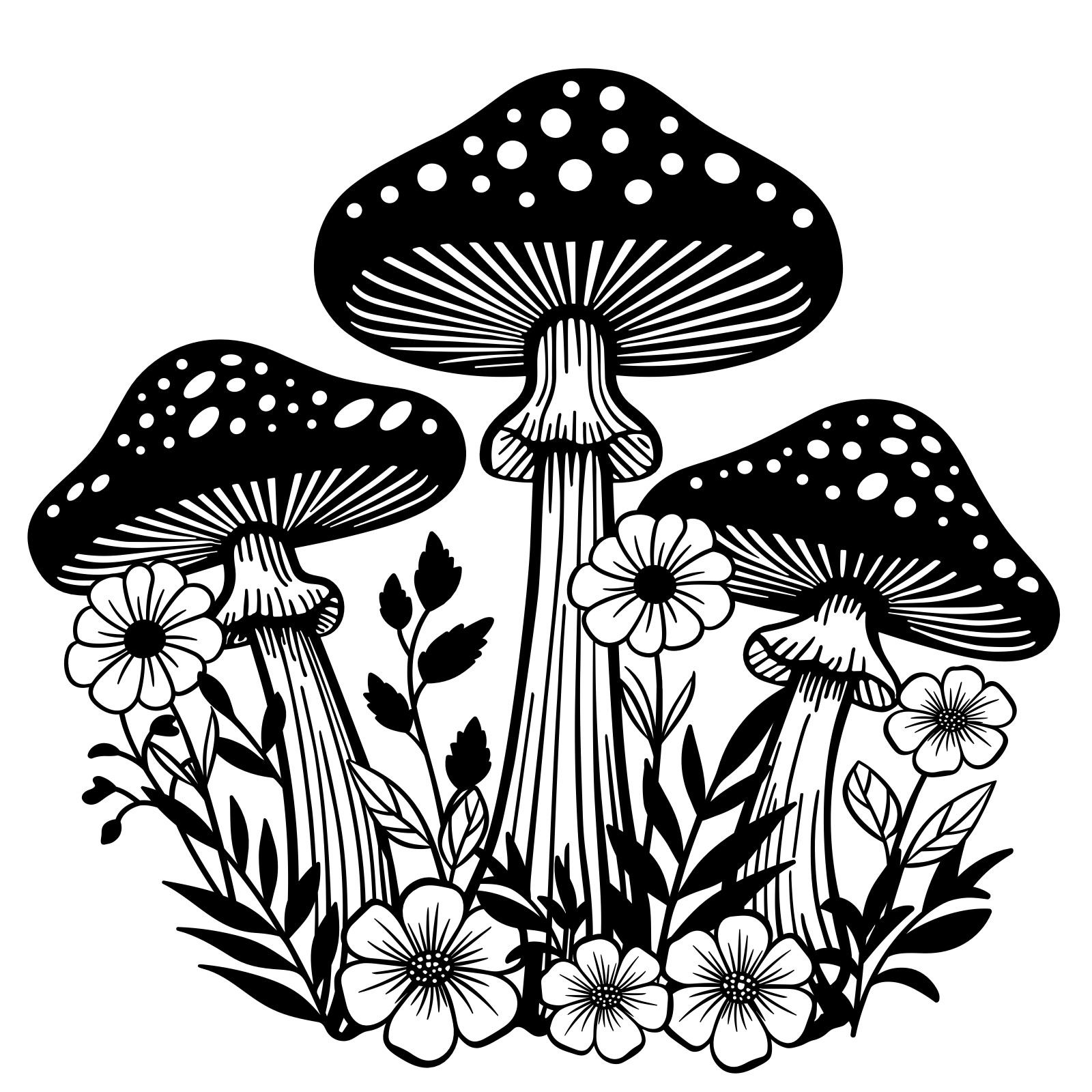 Boho Floral Mushroom Patch Premium Customizable Vinyl Decal Waterproof
