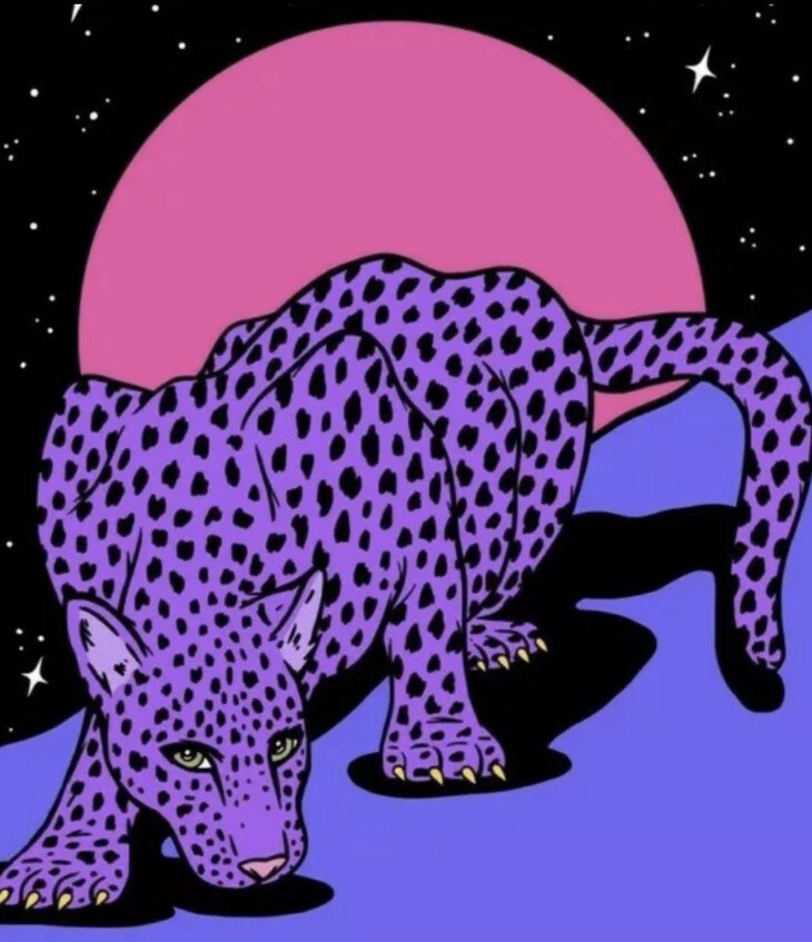 Colorful Leopard Sticker (2 inch) Hot Pink Purple Wild Design Decal