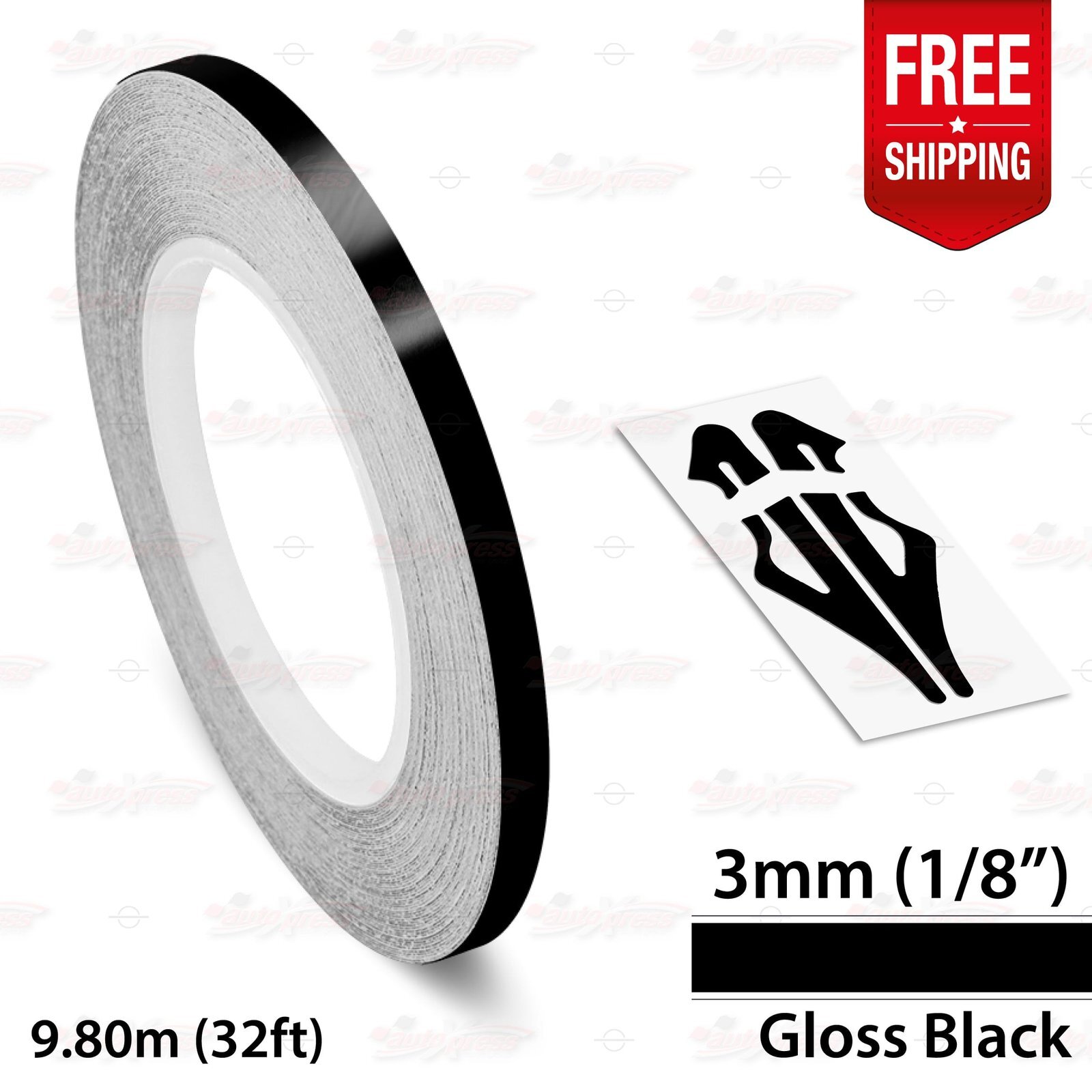 GLOSS BLACK 1/8″ 3mm Roll PIN STRIPE Car Striping Line TAPE Decal Vinyl Sticker