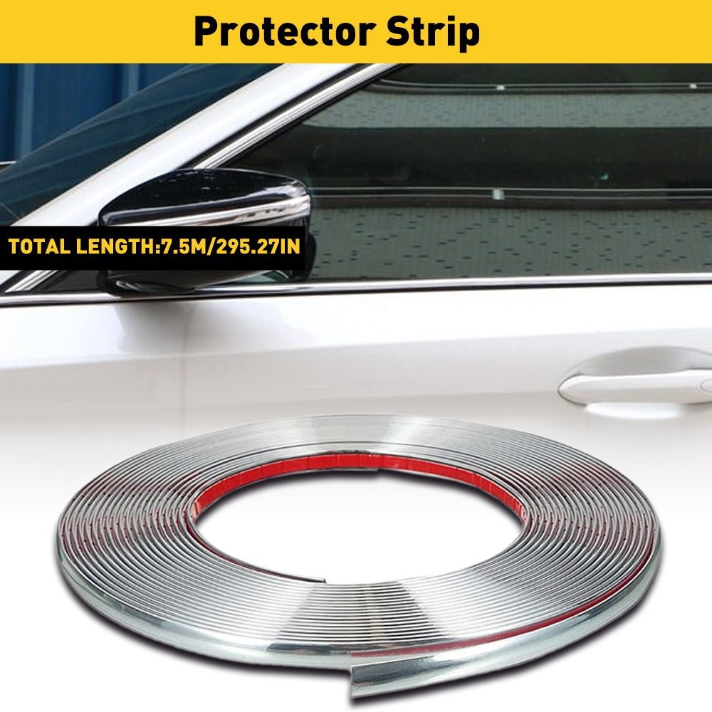 Chrome 25ft Trim Molding Strip Car Door Window Bumper Side Trime Protector 2SET