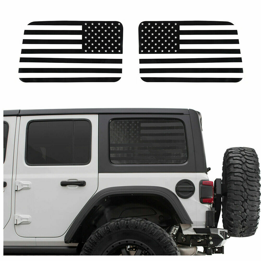 Side Window US Flag Sticker Rear Window Trim Cover 2018-21 For Jeep Wrangler JL