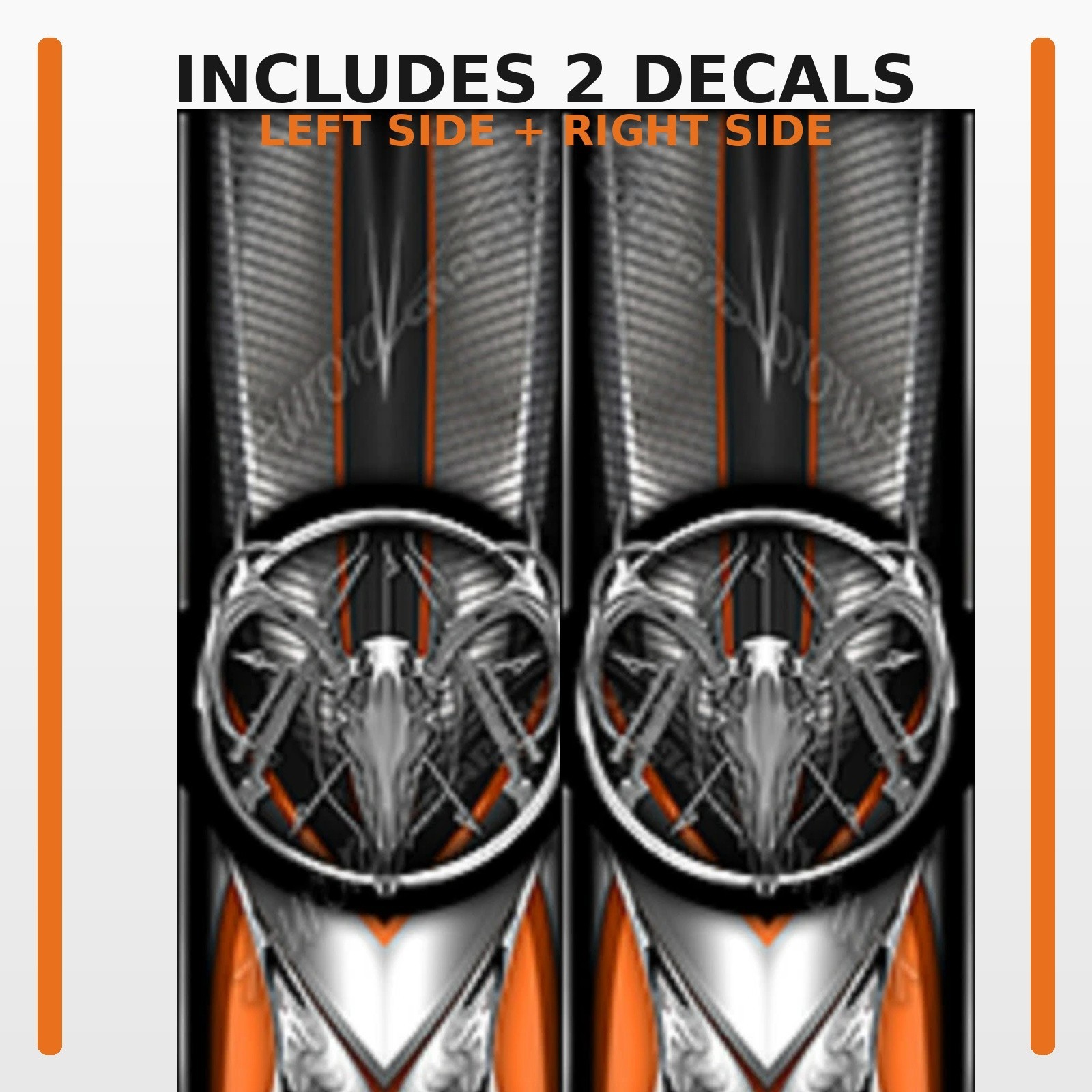 Chrome Deer Skull Truck Bed Side Decal Set Left Right Vinyl Graphic Sticker
