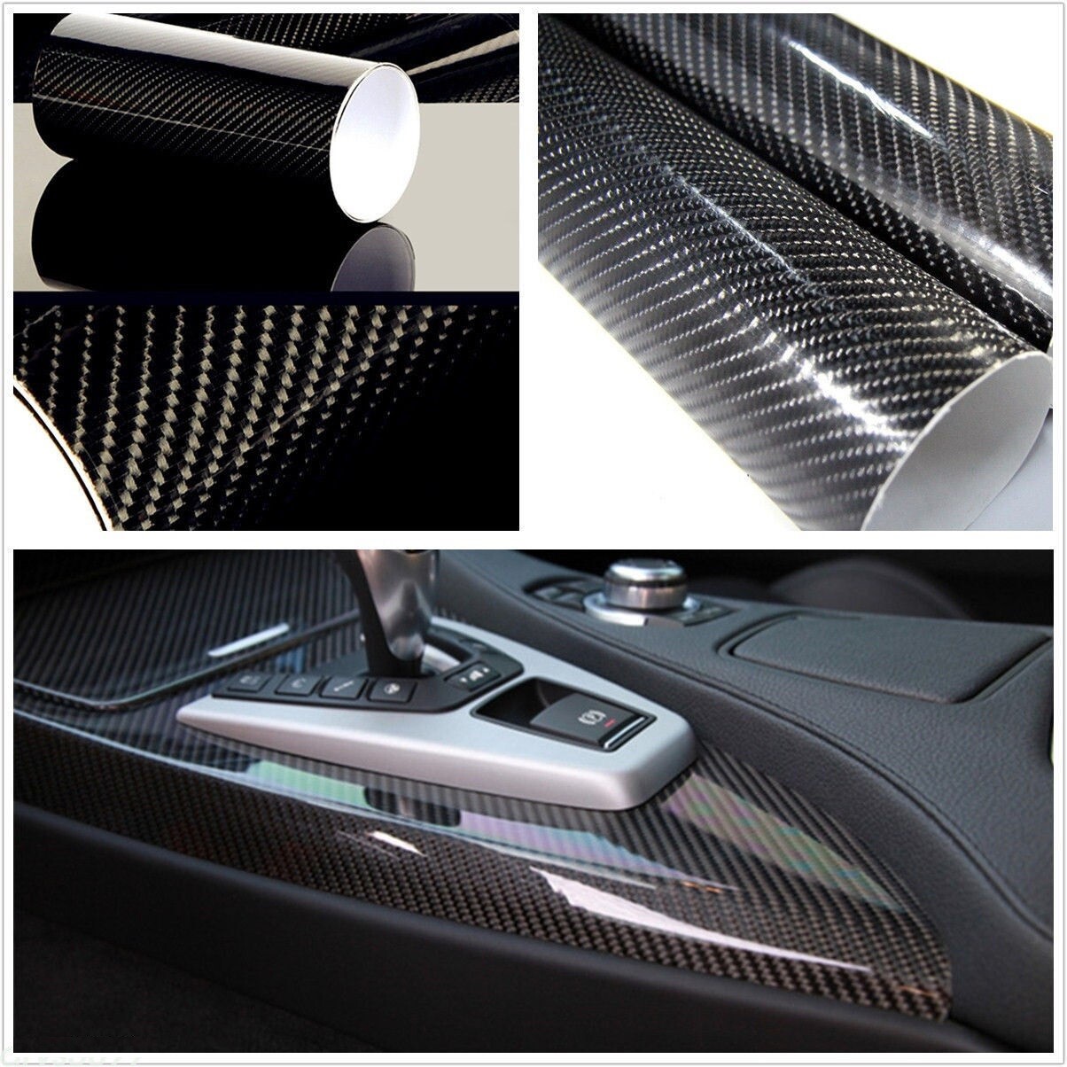 High Quality 5D Gloss Car Carbon Fiber Vinyl Wrap Sticker Film Roll Air Free