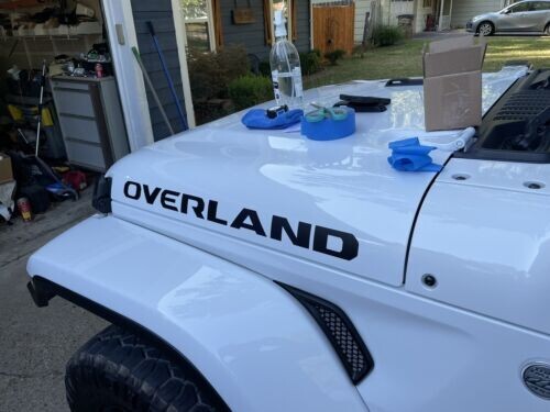 (2x) Jeep OVERLAND Hood Vinyl Decals Graphics Stickers JT Matte Flat Black SJ8Y9
