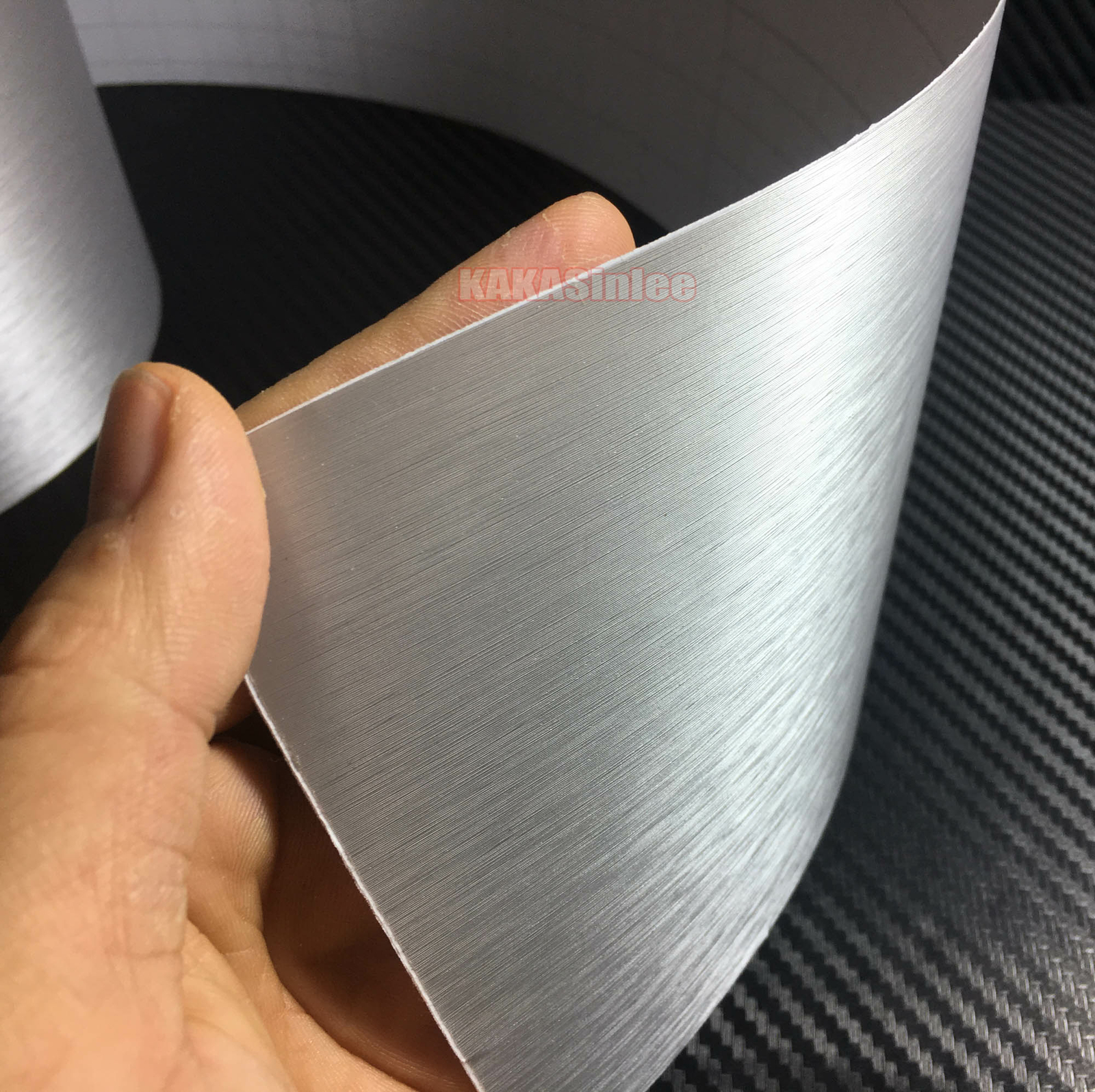 Silver Flexible Car Matte Brushed 3D Metal Entire Auto Vinyl Wrap Sticker ABUS