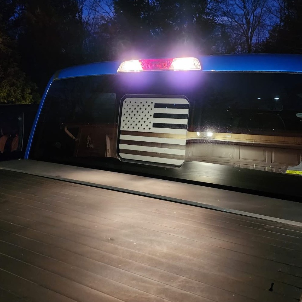 Matte Black Middle Window US Flag Sticker Decal FIT Ford F350 f250 f150 2015-23