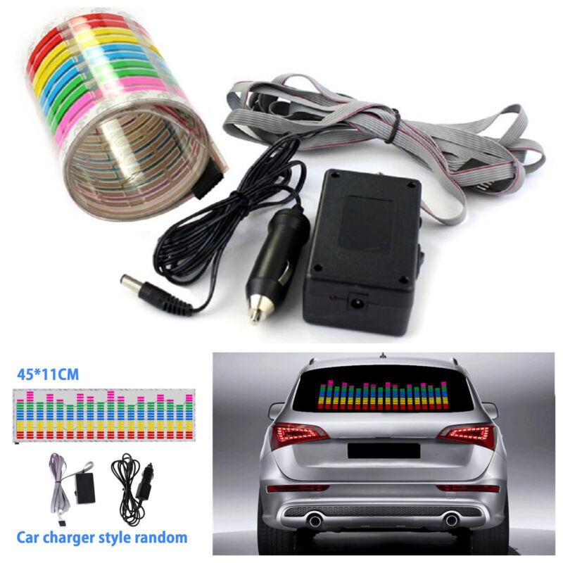 12V Car Music Rhythm Sticker LED Flash Light Sound Activated Equalizer Universal