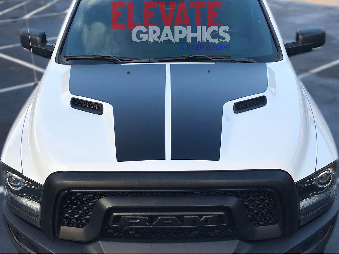 2009-2018 For Dodge Ram 1500 Decals Sport Hood Stripes Graphics Vinyl Stickers