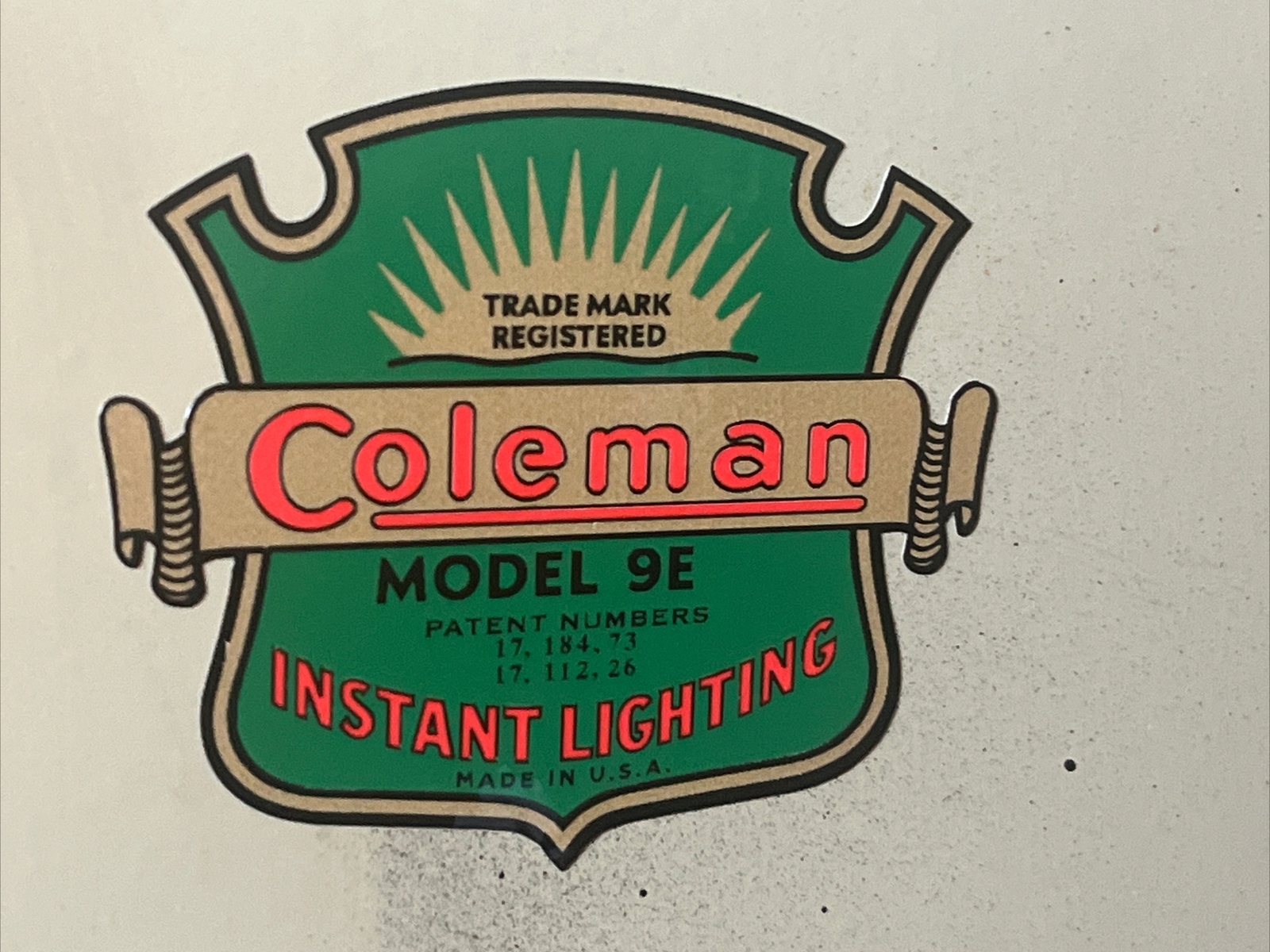 Coleman Instant Lighting Decal For 9E Stove Vinyl Easy To Install