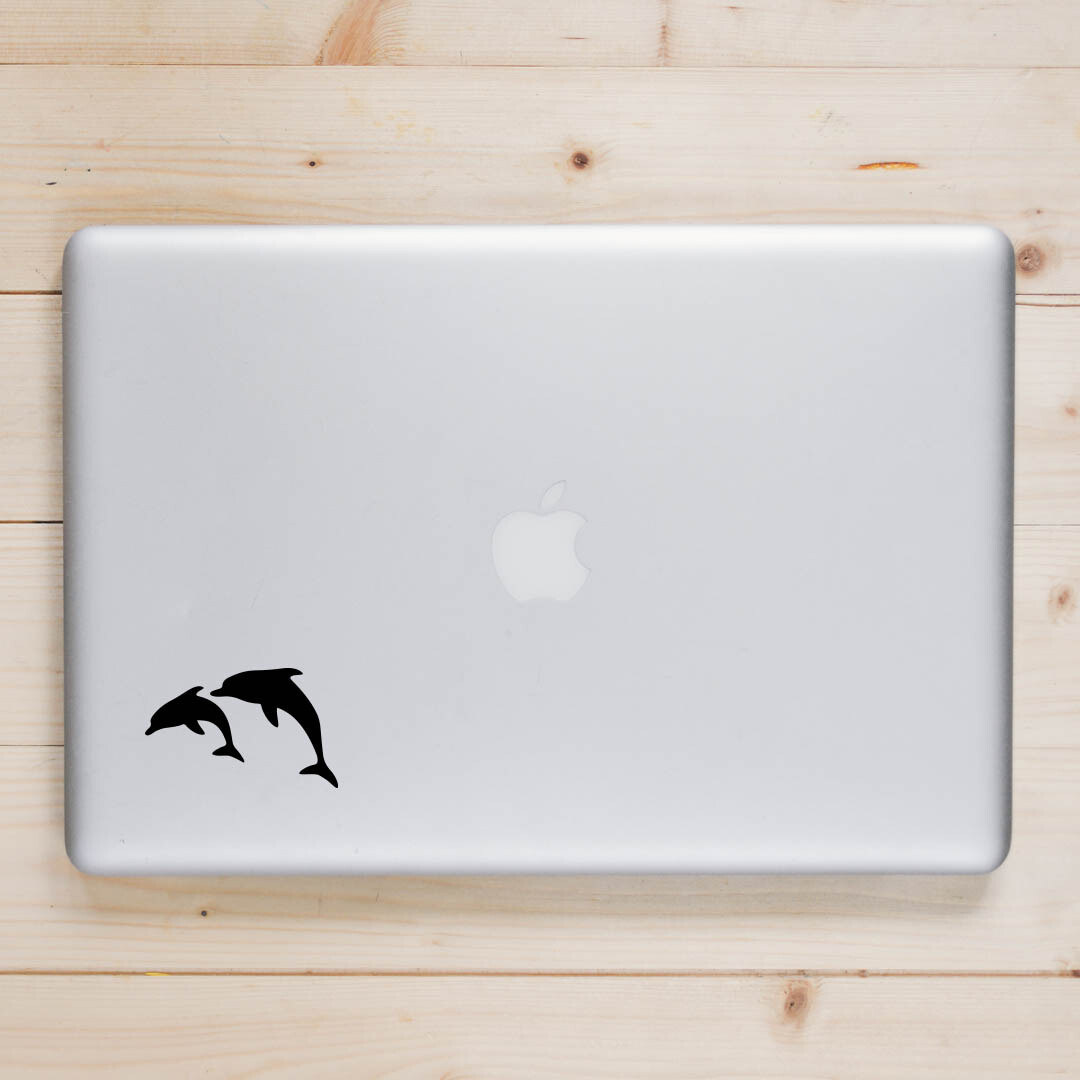 Dolphins Swimming|Cute|Silhouette|Vinyl Sticker|Decal for Window|Laptop|Car